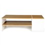 IDMarket - Table Basse Bar contemporaine rectangulaire IZIA avec Coffre Blanc et Plateaux Bois