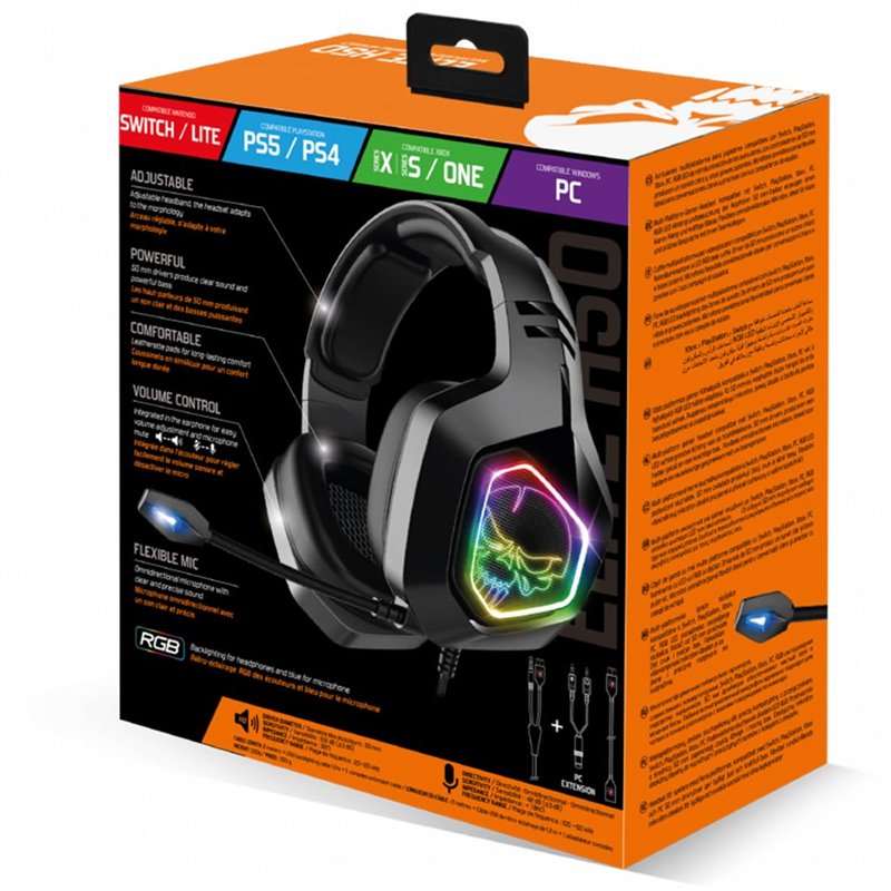 Image secondaire de SPIRIT OF GAMER - Elite-H50 – Casque Audio Gamer Full Black - Microphone Flexible – Coussinets Similicuir - LED RGB –Jack 3.5mm