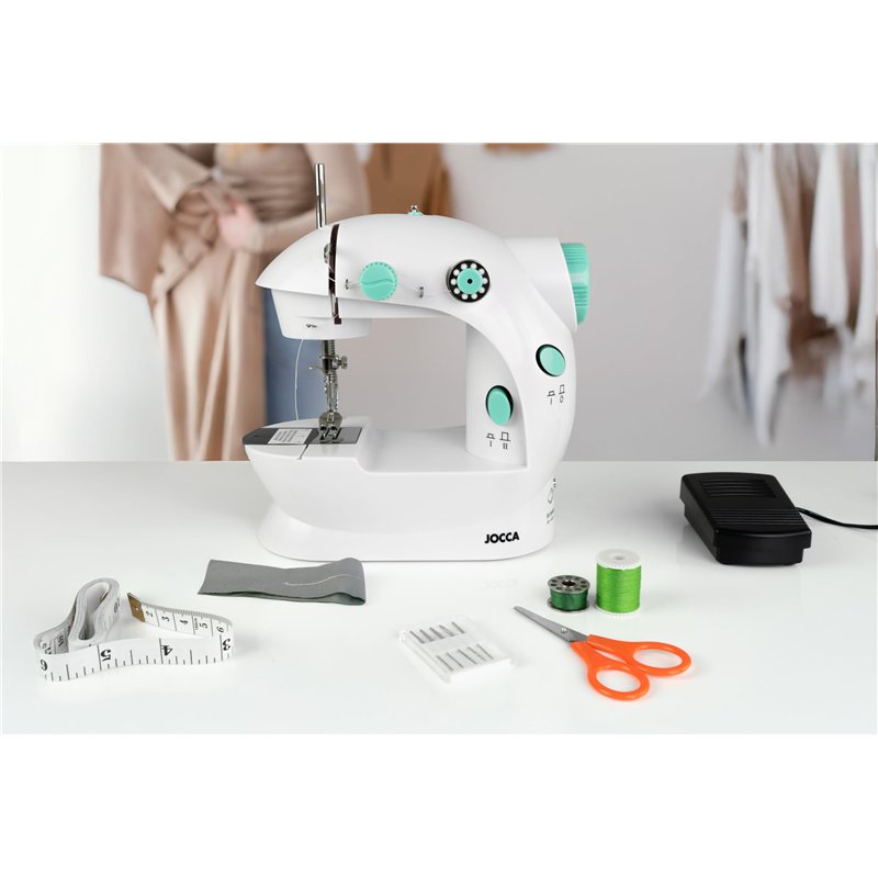 Image secondaire de Jocca Machine a Coudre Portable avec Kit de 48 Accessoires Double Point 18 x 20 x 13 cm Blanc