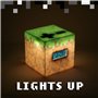 Réveil Digital Minecraft Grass Block - Lumière et Musique du Jeu Officiels, Décor de Chambre pour Gamers Minecraft, Vert