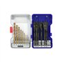 TIVOLY - Coffret Forets + Mèches à Bois - Pour Perçage des Bois Durs - Kit 15 Pièces : 9 Forets Bois HSS SpeedPoint Ø 2 à 10mm +