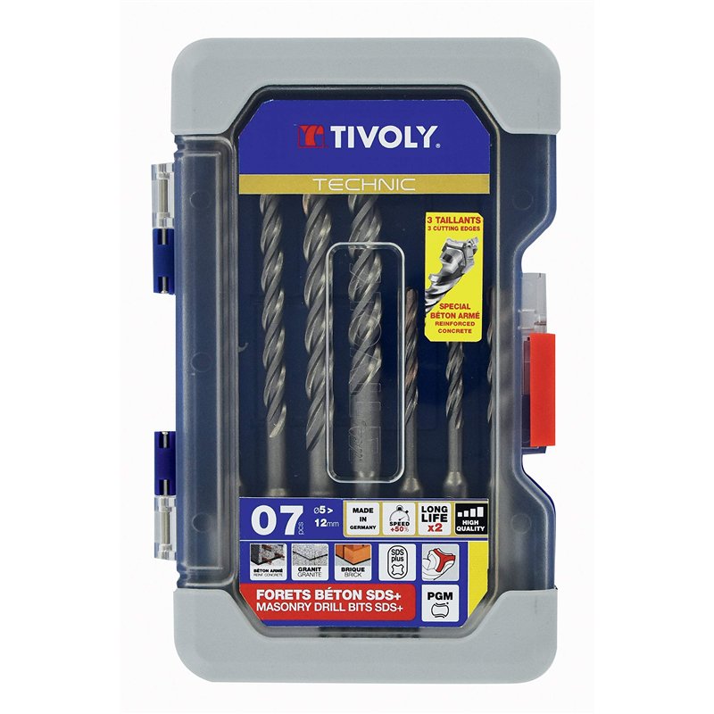 Tivoly 10922770003 Ranger 7 forets SDS+ Master 3 Ø5-6-8mm L110mm ; Ø6-8-10-12mm L160mm