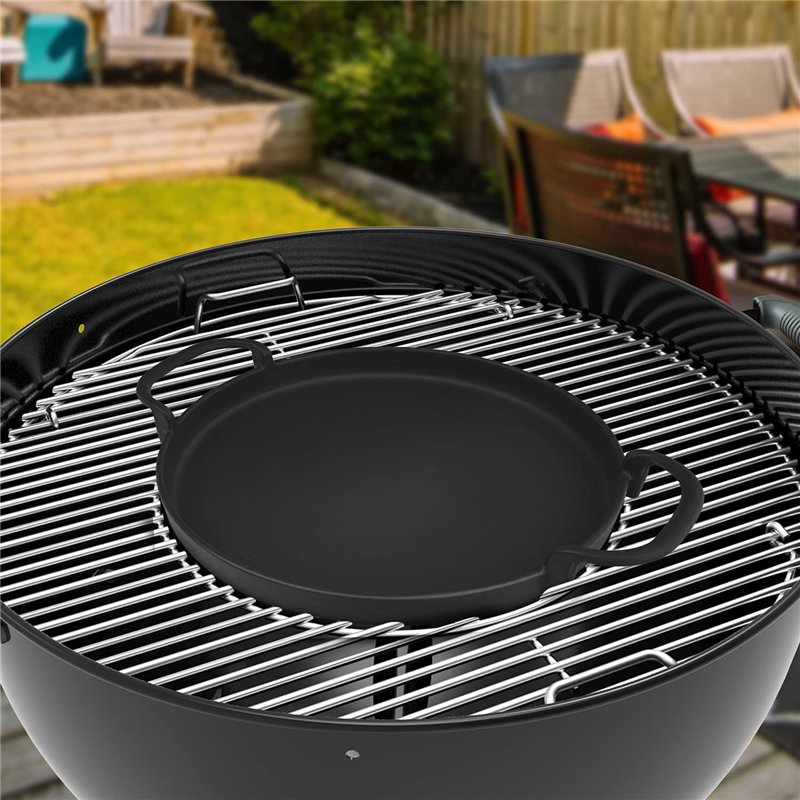 Image secondaire de Onlyfire Poêle ronde en fonte Ø30,5 cm pour Weber Gourmet BBQ System 7421 | pièces de Rechange pour Weber 57cm Barbecue au Charb