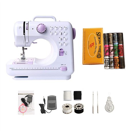 Coriver Machine à coudre portable, 12 points 2 vitesses Mini machine à coudre Machine à broder surjeteuse électrique avec veille