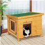 IDMarket - Maison pour Chat Niche en Bois avec Porte basculante à lamelles