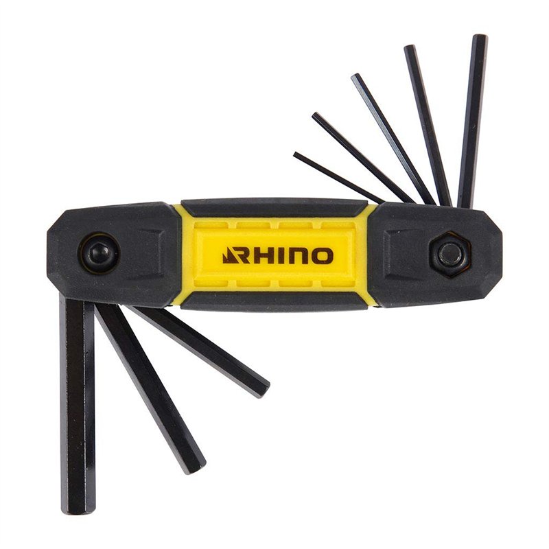 Image secondaire de Rhino - Clés Allen - Lot de 8 clés mâle hexagonale, monture sans blocage de 8 clés allen - Diamètre 1.5 à 8 mm - Fabriqué en Aci