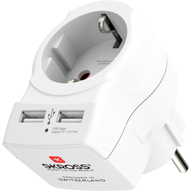 SKROSS | 1.500282 | Europe to Europe USB pour Maison | Chargeur USB Euro (AC) | Prises USB du Concentrateur de Charge (1 x USB T