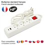 Velamp MULTIP-FR-USB3 3 2P + T et 2 Sorties USB. avec Interrupteur. Multiprise pour Le Bureau ou la Maison. Certifiée NF, Blanc