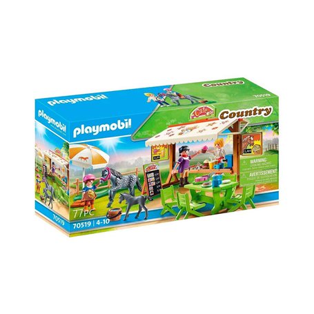 Playmobil 70519 Café du Poney Club - Country - avec Trois Personnages, Un Lieu pour Boire et Manger, Un Poney et Un Poulain - Un