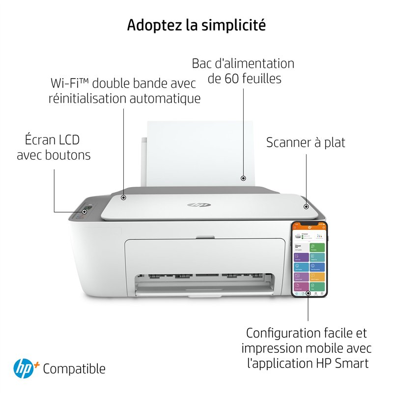 Image secondaire de HP DeskJet 2720e Imprimante tout en un - Jet d'encre couleur – 6 mois d’Instant Ink inclus avec HP+ (Photocopie, Scan, Impressio