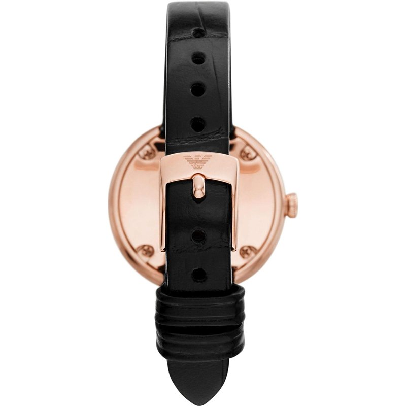 Image secondaire de Emporio Armani Montre pour femmes, mouvement à deux aiguilles, boîtier en acier inoxydable or rose de 30 mm avec bracelet en cui