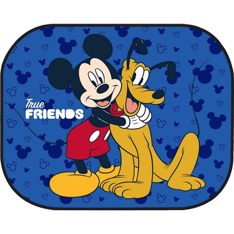 TataWay - Paire de rideaux de voiture Mickey Mouse, Fixation par ventouse, Protection UV, Graphismes, Bleu, 44x35 cm, Polyester