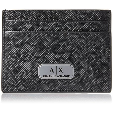 Armani Exchange A|X Porte-Cartes en Cuir Saffiano avec Logo Noir