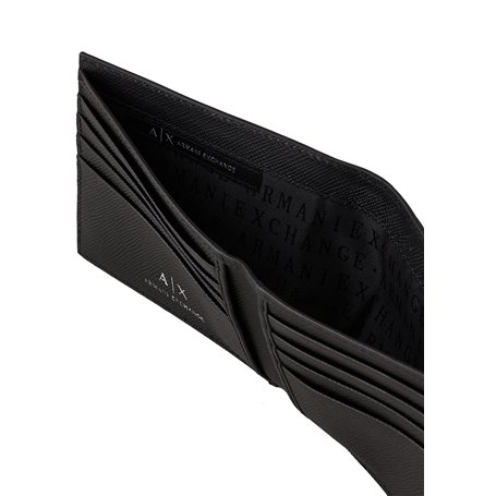 Armani Exchange A|X Portefeuille en Cuir Saffiano avec Logo Noir