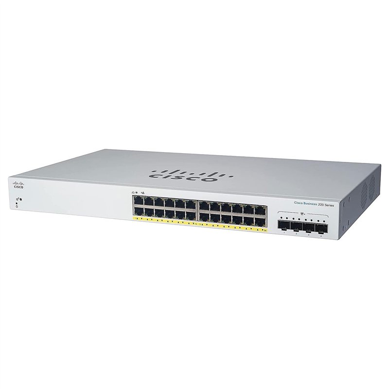 Cisco Commutateur Intelligent Business CBS220-24P-4X | 24 Ports GE | PoE | Ports SFP+ 4 x 10G | Garantie matérielle limitée de 3