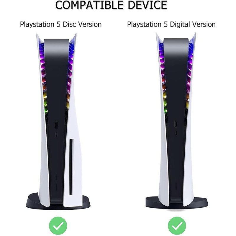 Image secondaire de Ruban LED RGB Pour Console PS5/PS5 pro, 7 Couleurs Accessoires De Décoration à Effets Multiples Bandes Lumineuses Flexibles Pour