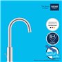GROHE QUICKFIX Start Mitigeur monocommande lavabo de salle de bains, Mitigeur monocommand avec tirette de vidage, mousseur écono