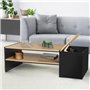 IDMarket - Table Basse Bar contemporaine rectangulaire IZIA avec Coffre Noir et Plateaux Bois