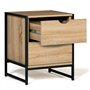 IDMarket - Lot de 2 Tables de Chevet Detroit 2 tiroirs Bois et métal Noir Design Industriel