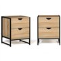 IDMarket - Lot de 2 Tables de Chevet Detroit 2 tiroirs Bois et métal Noir Design Industriel