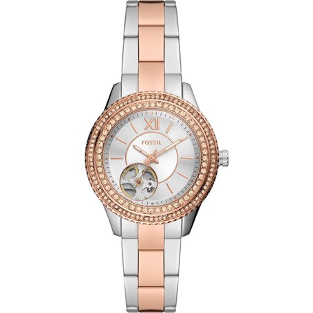 Fossil Montre pour femmes Stella, mouvement automatique, boîtier de 34 mm en acier inoxydable recyclé (au moins 50 %) avec brace