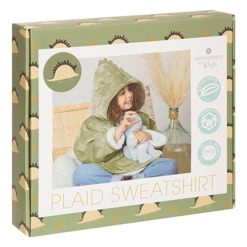 Image secondaire de Atmosphera - Plaid Sweatshirt Capuche Dinosaure - Vert Kaki