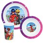 FUN HOUSE 006081 MIRACULOUS LADYBUG ENSEMBLE REPAS COMPOSE D'UNE ASSIETTE PLATE Ø 22 CM, D'UNE ASSIETTE CREUSE Ø 16 CM ET D'UN V