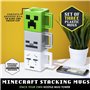 Minecraft Tasses à empiler Officiellement licencié, Lot de 3 tasses Creeper, Squelette & Ghast, Cadeau pour fans de, 250ml