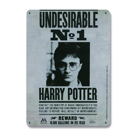 Logoshirt®️ Harry Potter - Wanted - Undersirable No. 1 I Signe - Plaque en métal - Rétro I DIN A5 I Design Original sous Licence