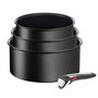 Tefal Ingenio Lot de 3 casseroles + poignée amovible, Induction, Revêtement antiadhésif, Empilable, Compatible lave-vaisselle, F