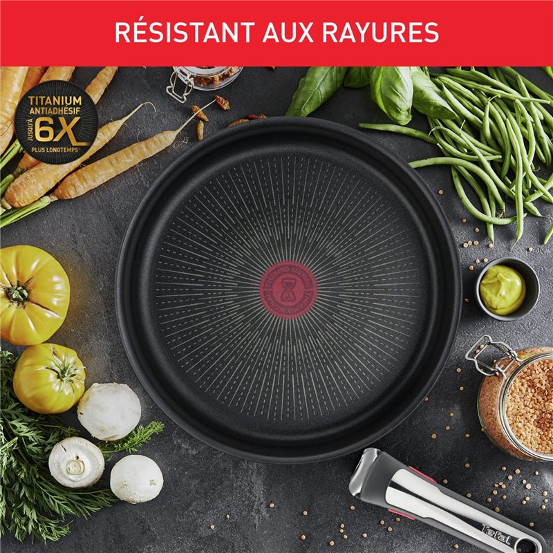 Image secondaire de Tefal Ingenio Poêle grill 26 cm, Induction, Revêtement antiadhésif, Fonte d'aluminium, Empilable, Compatible lave-vaisselle, Eco