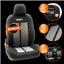 WRC 007588 Housses de Siège Voiture Universelles, Avant-Arrière 2/3-1/3, Racing, Noir et Argent