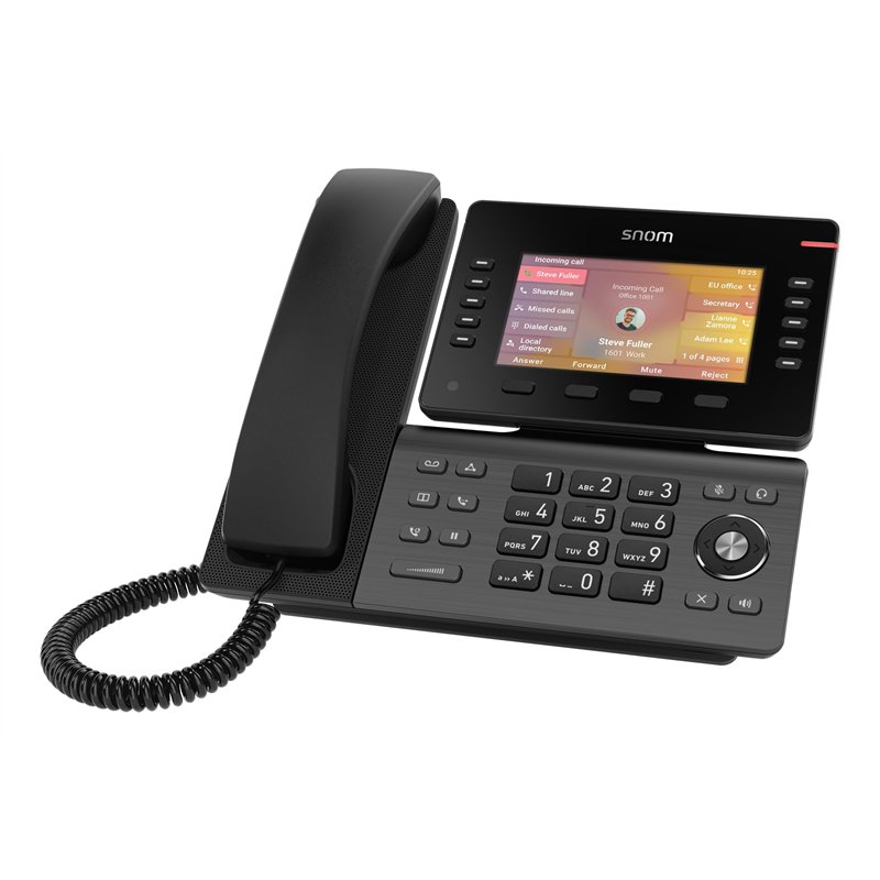 Snom D865 Téléphone Fixe VoIP avec Écran Couleur IPS 5 Inclinable, Wi-Fi, Bluetooth 5.0, Audio HD, Réduction De Bruit Avancée