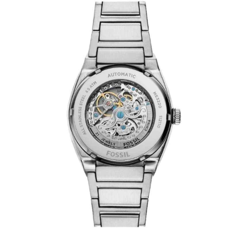 Image secondaire de Fossil Montre pour femmes Everett, mouvement automatique, boîtier en acier inoxydable argenté de 42 mm avec bracelet en acier in