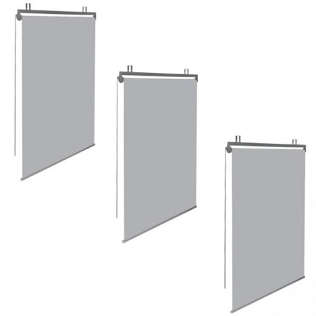 IDMarket - Lot de 3 Stores enrouleurs L.124 x H. 225 CM pour pergola Gris Clair