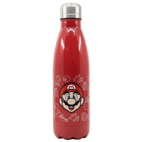 STOR Bouteille décorée avec une illustration du visage du personnage Mario en acier inoxydable 780 ml de capacité