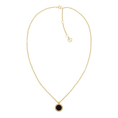 Tommy Hilfiger Jewelry Collier avec Pendentif pour Femme en Or Jaune avec Onyx Noir - 2780656