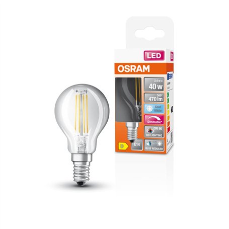 OSRAM Lampe LED dimmable Superstar avec un rendu des couleurs particulièrement élevé (CRI90), E14-base, Aspect filament ,Blanc f