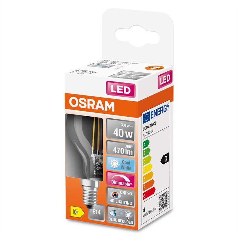 Image secondaire de OSRAM Lampe LED dimmable Superstar avec un rendu des couleurs particulièrement élevé (CRI90), E14-base, Aspect filament ,Blanc f