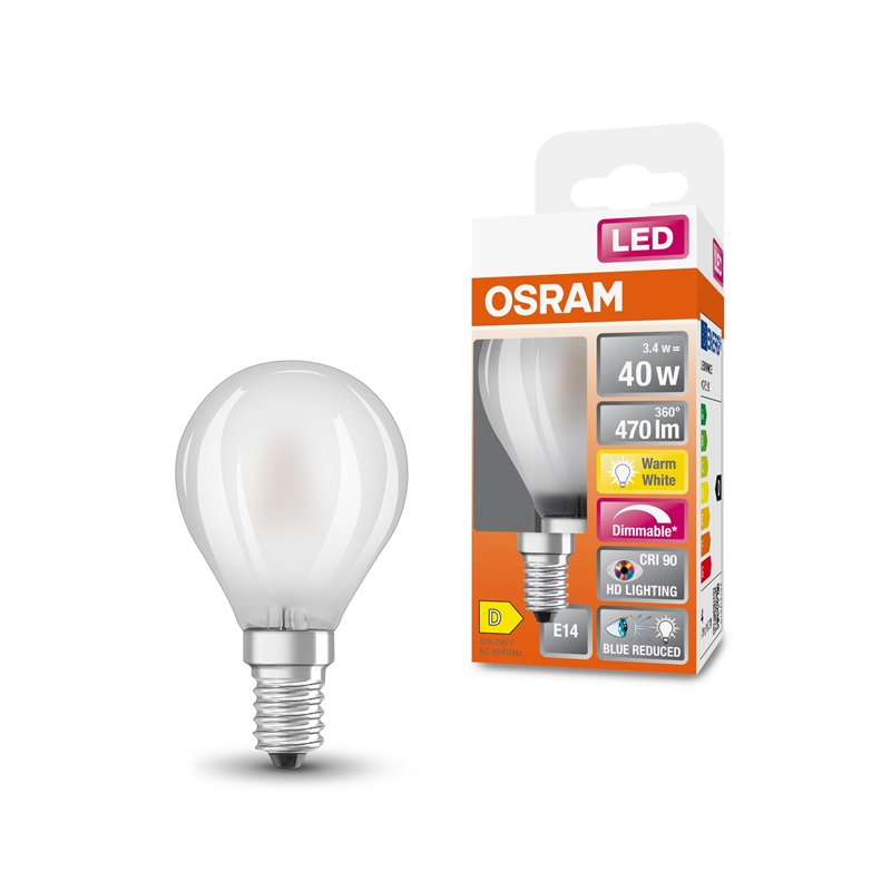 OSRAM Lampe LED dimmable Superstar avec un rendu des couleurs particulièrement élevé (CRI90), E14-base, verre dépoli ,Blanc chau