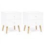 IDMarket - Lot de 2 Tables de Chevet Emmie scandinaves 2 tiroirs Blanc