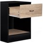 IDMarket - Lot de 2 Tables de Chevet Olga 1 tiroir avec Niche Bois Noir et tiroir façon hêtre