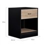 IDMarket - Lot de 2 Tables de Chevet Olga 1 tiroir avec Niche Bois Noir et tiroir façon hêtre