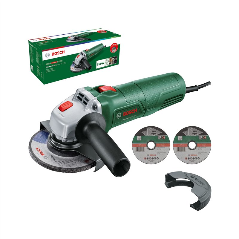 Bosch Home and Garden Meuleuse d’angle Bosch UniversalGrind 7-125 (livré dans un carton; 750 W ; 2 disques à tronçonner droit ;
