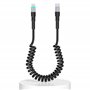 Cable USB C vers Lightning Spirale, Compatible Apple Carplay et certifié MFi, Câble Lightning USB C de voiture avec transmission
