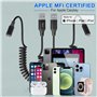 KETAKY Plus Lot de 2 Câble Lightning Spiralé, certifiés Ap-ple Carplay et MFi, chargeur Câble iPhone rétractable avec transmissi