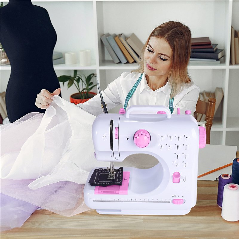 Image secondaire de Retoo Machine À Coudre Électronique, Alimentation 230V, Mini Machine À Coudre Portable, 12 Points Différents Et Pédale, 2 Niveau