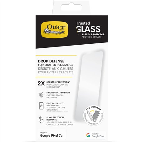 Protecteur d'écran OtterBox Trusted Glass pour Google Pixel 7a, Verre trempé, Protection Contre Les Rayures x2, Protection Contr