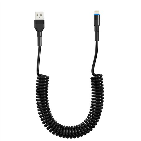 Câble Lightning enroulé Compatible Apple Carplay [Certifié Apple MFi] Chargeur iPhone rétractable avec synchronisation de donnée
