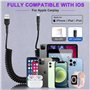 Câble Lightning enroulé Compatible Apple Carplay [Certifié Apple MFi] Chargeur iPhone rétractable avec synchronisation de donnée